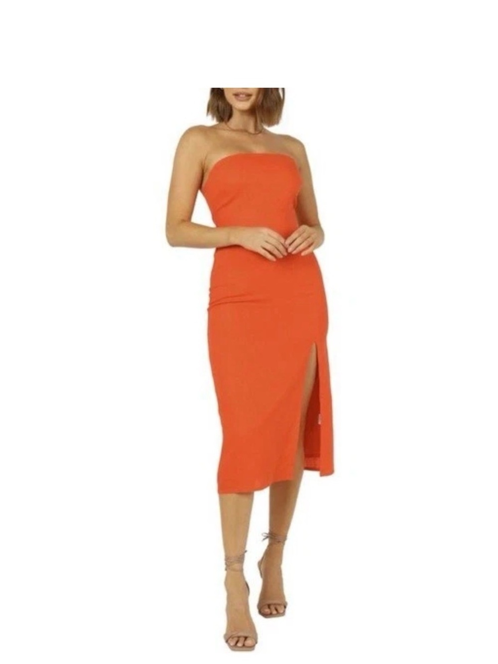 Revolve Sndys Everyday Linen blend Midi Dress with Side Slit and Sleek Fit